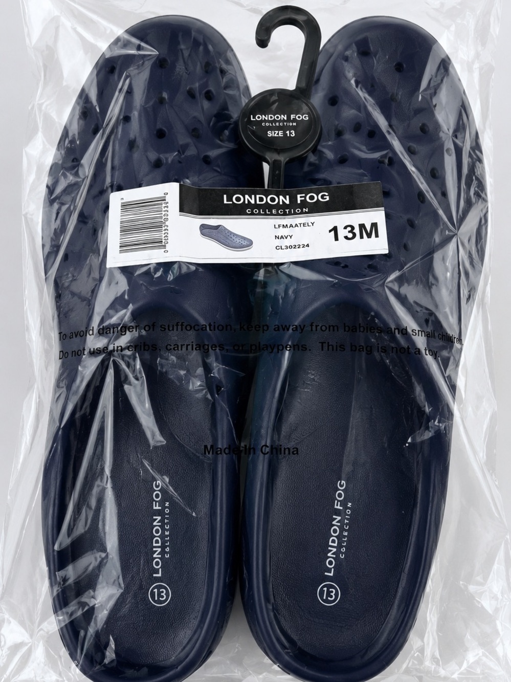 London Fog Navy Perforated Slip-On Clogs